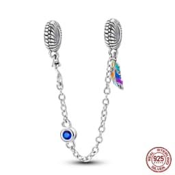2024 New Hot Genuine 925 Sterling Silver Star Moon Sunflower Safety Chain Spacer Bead Charm for Brand Original Bracelet DIY