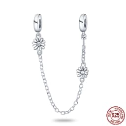 2024 New Hot Genuine 925 Sterling Silver Star Moon Sunflower Safety Chain Spacer Bead Charm for Brand Original Bracelet DIY