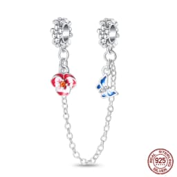 2024 New Hot Genuine 925 Sterling Silver Star Moon Sunflower Safety Chain Spacer Bead Charm for Brand Original Bracelet DIY