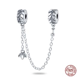 2024 New Hot Genuine 925 Sterling Silver Star Moon Sunflower Safety Chain Spacer Bead Charm for Brand Original Bracelet DIY