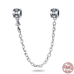 2024 New Hot Genuine 925 Sterling Silver Star Moon Sunflower Safety Chain Spacer Bead Charm for Brand Original Bracelet DIY