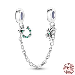 2024 New Hot Genuine 925 Sterling Silver Star Moon Sunflower Safety Chain Spacer Bead Charm for Brand Original Bracelet DIY
