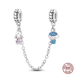 2024 New Hot Genuine 925 Sterling Silver Star Moon Sunflower Safety Chain Spacer Bead Charm for Brand Original Bracelet DIY