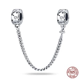 2024 New Hot Genuine 925 Sterling Silver Star Moon Sunflower Safety Chain Spacer Bead Charm for Brand Original Bracelet DIY