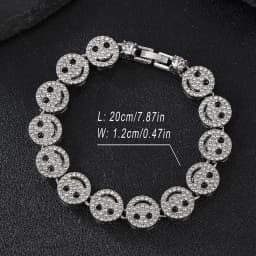 Men Hip Hop Round Smiley Tennis Chain Necklace HipHop Iced Out Bling 12mm Crystal Bracelet Necklaces Suit Fashion Charm Jewelry