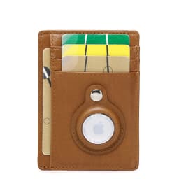 SCHLATUM Genuine Leather RFID Slim Minimalist Card Holder High Quality Apple Airtag Protective Case Men Business Wallet