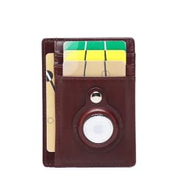 SCHLATUM Genuine Leather RFID Slim Minimalist Card Holder High Quality Apple Airtag Protective Case Men Business Wallet