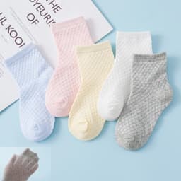 Summer White Mesh Children Cotton Socks Boys Girls Sports Socks Spring Baby Skin-friendly Cotton Socks 5Pairs