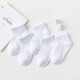 Summer White Mesh Children Cotton Socks Boys Girls Sports Socks Spring Baby Skin-friendly Cotton Socks 5Pairs