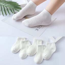 Summer White Mesh Children Cotton Socks Boys Girls Sports Socks Spring Baby Skin-friendly Cotton Socks 5Pairs