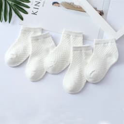 Summer White Mesh Children Cotton Socks Boys Girls Sports Socks Spring Baby Skin-friendly Cotton Socks 5Pairs