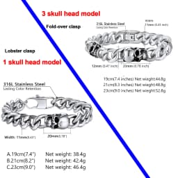 U7 19/21/23cm Thick Chain Bangle Bracelets for Man Snake Dragon Bones 10-17mm Wide Stainless Steel Gothic Punk Skeleton Jewelry