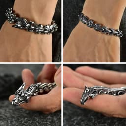 U7 19/21/23cm Thick Chain Bangle Bracelets for Man Snake Dragon Bones 10-17mm Wide Stainless Steel Gothic Punk Skeleton Jewelry
