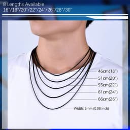 Men/Women 2mm Waxed Rope Braided Leather Necklace Cord Sturdy Chain Black/Brown 16"/18"/20"/22''/24"/26''/28''/30"