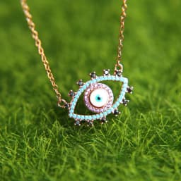 NEW Authentic turquoises turkish evil eye shape rose gold color fashion women necklace Wholesale
