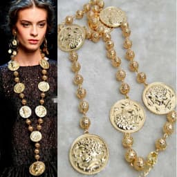 Trendy Baroque Style Metal Head Pendant Necklace for Women Party Wedding Jewelry