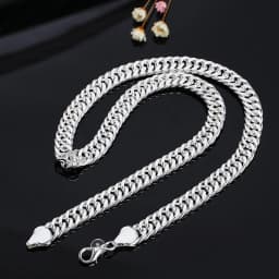 New 925 Sterling Silver Cuban Necklace, 20/22/24 Inches, 6mm/10mm Side Chain, Unisex, Hip-Hop Everyday Jewelry.