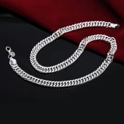 New 925 Sterling Silver Cuban Necklace, 20/22/24 Inches, 6mm/10mm Side Chain, Unisex, Hip-Hop Everyday Jewelry.