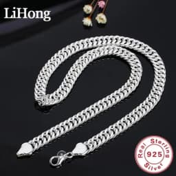 New 925 Sterling Silver Cuban Necklace, 20/22/24 Inches, 6mm/10mm Side Chain, Unisex, Hip-Hop Everyday Jewelry.