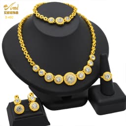 ANIID African Jewelry Set Big Necklace Dubai Ethiopian Gold Color Jewelery Earring Bracelet For Women Bridal Choker Wholesale