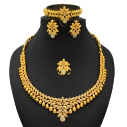 ANIID African Jewelry Set Big Necklace Dubai Ethiopian Gold Color Jewelery Earring Bracelet For Women Bridal Choker Wholesale