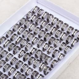 Hot 50/100Pcs Mixed Stainless Steel Black Stripe Rings Wholesale Bulk Men Women Wedding Ring Jewelry Gifts17-21mm Lots