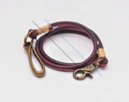 30" Retro Brown Handmade Long Punk Biker Motocycle Trucker 7*5mm Thick Plain Leather Keychain Jean Wallet Chain With Brass Hook