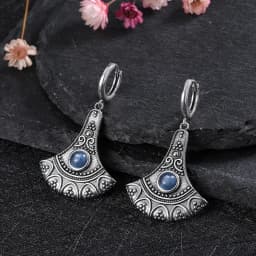Long Pendant Natural Kyanite Earrings S925 Silver Earrings for Women Jewelry Vintage Engagement Party Anniversary Gift