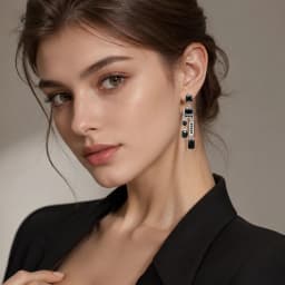 Drop Earrings Black Mix of Shapes Magical Glamorous Jewelry For Women Summer Brand New Sterling Silver 925 Vintage Gift