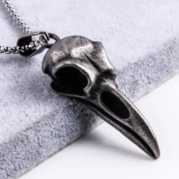 Fashion Nordic Viking Crow Head Odin Pendant Necklace For Men 316L Stainless Steel Punk Hip Hop Teens Animal Personality Jewelry