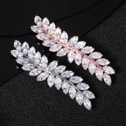 Miallo Fashion Barrette Cubic Zirconia Leaf Hair Clips for Women Accessories Bridal Wedding Hair Jewelry Party  Bride Headpiece