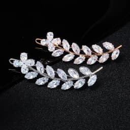 Miallo Fashion Barrette Cubic Zirconia Leaf Hair Clips for Women Accessories Bridal Wedding Hair Jewelry Party  Bride Headpiece