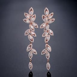 Luxury Polish Best Selling Leaf CZ Long Drop Earrings for Women Elegant AAA Zircon Bridal Earring Wedding Party Jewelry