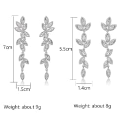 Luxury Polish Best Selling Leaf CZ Long Drop Earrings for Women Elegant AAA Zircon Bridal Earring Wedding Party Jewelry