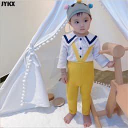 Spain 2021 New Spring And Autumn Models High Waist Suspenders Nine-point Pants Baby Big Butt Leggings Baby Leggings