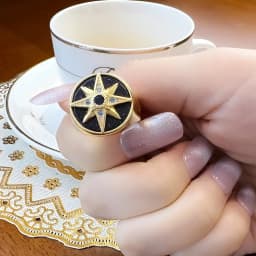 Golden Royalty Star With Stones Ring Europe Fine Jewerly For Women Autumn Lucky Gift In 925 Sterling Silver