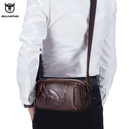 BULLCAPTAIN Brand Men's Crossbody Shoulder Bags High Quality Fashion Male Bages Business Man Messenger Bag Genuine Leather Bag's