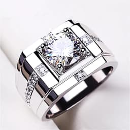 New Arrival Men Ring Adjustable Hot Selling Fashion Crystal Cross Square Pattern Ring S925 Silver For Boyfriend Anniversary Gift