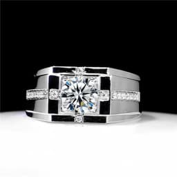 New Arrival Men Ring Adjustable Hot Selling Fashion Crystal Cross Square Pattern Ring S925 Silver For Boyfriend Anniversary Gift