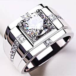 New Arrival Men Ring Adjustable Hot Selling Fashion Crystal Cross Square Pattern Ring S925 Silver For Boyfriend Anniversary Gift