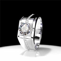 New Arrival Men Ring Adjustable Hot Selling Fashion Crystal Cross Square Pattern Ring S925 Silver For Boyfriend Anniversary Gift