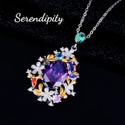 Foydjew Secret Garden Series Jewelry Luxury Flowers Design Jewelry Sets Amethyst Purple Stone Pendant Necklaces Earrings Rings