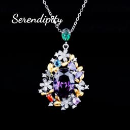 Foydjew Secret Garden Series Jewelry Luxury Flowers Design Jewelry Sets Amethyst Purple Stone Pendant Necklaces Earrings Rings