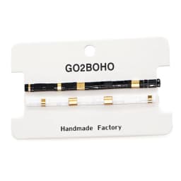 Go2BoHo Black White Bracelet Set for Couple Miyuki Tila Bead Jewelry 2pcs/lot Stretch Bracelets for Women Valentine's Day Gifts