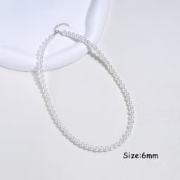 925 Sterling Silver 6mm Pearl Necklace For Women Jewelry On Neck Pearl Bead Choker Cheap Items With Party Gift