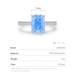 MODIAN 925 Sterling Silver Luxury High Quality Rectangle Crushed Ice Cut Zirconia Ring Wedding Engagement Fine Jewelry For Women