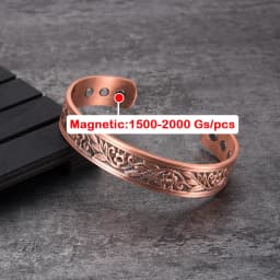 Vinterly Magnetic Copper Bracelets Men 14mm Wide Health Energy High Magnet Vintage Flower Adjustable Cuff Bangles Resizable