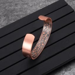 Vinterly Magnetic Copper Bracelets Men 14mm Wide Health Energy High Magnet Vintage Flower Adjustable Cuff Bangles Resizable