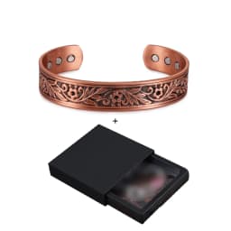 Vinterly Magnetic Copper Bracelets Men 14mm Wide Health Energy High Magnet Vintage Flower Adjustable Cuff Bangles Resizable