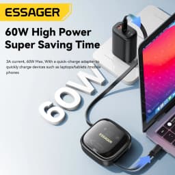 Essager USB C To Tpye C Cable PD 60W To Micro Lighting Fast Charging Data Travel Multi Functional Cord With Holder Storage Box